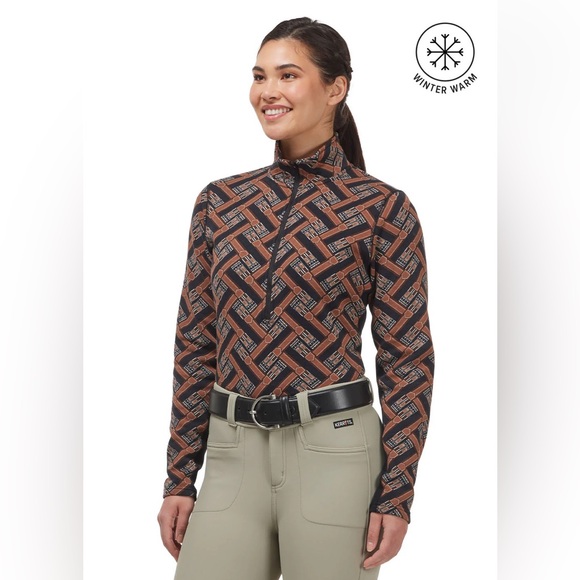 Kerrits Women's Geometric Button Down Shirt - Black and Brown - Picture 6 of 7